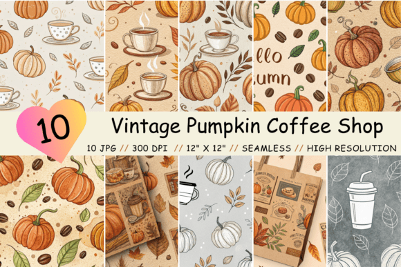 Download Vintage Pumpkin Coffee Digital Paper - Premium Resources