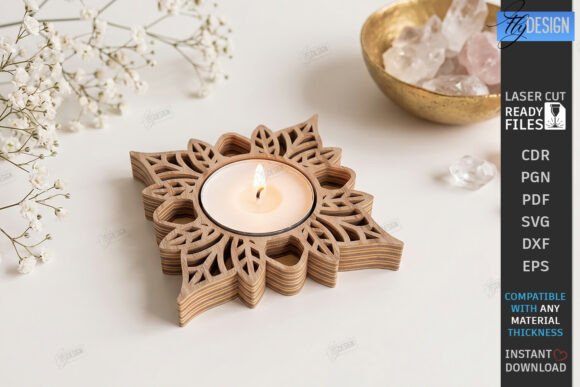 Download Lotus Flower Tealight Candle Holder CNC - Light Collection