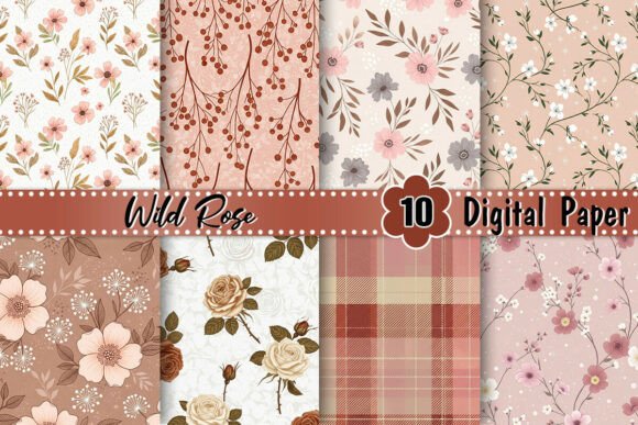 Download Wild Rose Coffee Digital Paper - Coffee digital paper Collection