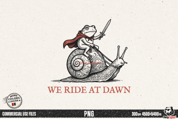 Download We Ride at Dawn Funny Frog Riding Snail - Frog Collection