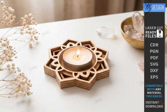 Download Lotus Flower Tealight Candle Holder CNC - Light Collection