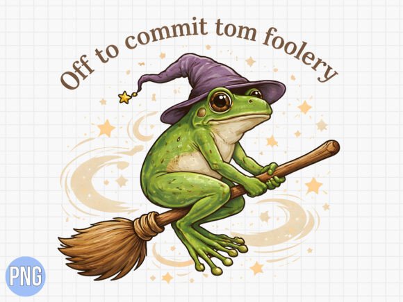 Download Witch Frog Riding Broomstick Funny PNG - Frog Collection