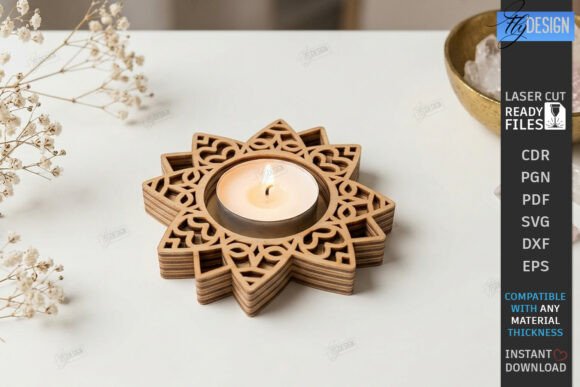 Download Lotus Flower Tealight Candle Holder CNC - Light Collection