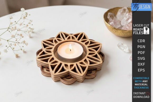 Download Lotus Flower Tealight Candle Holder CNC - Light Collection