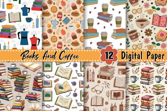 Download Books and Coffee Digital Paper - Premium Resources