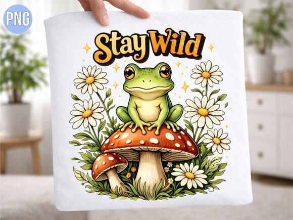 Download Stay Wild Frog Mushroom Daisy Flower PNG - Frog Collection