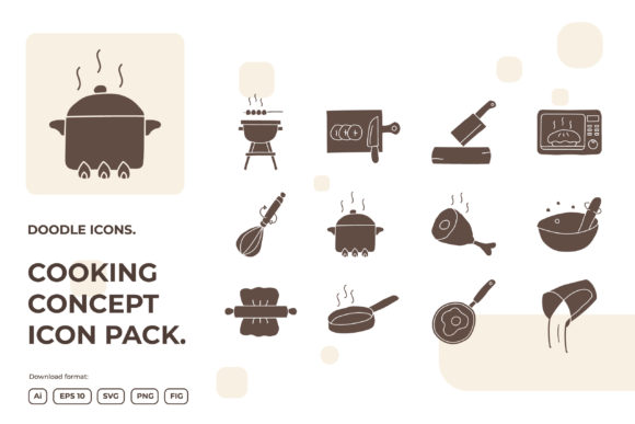 Download 12 Cooking Concept Doodle Illustrations - Doodle illustrations Collection