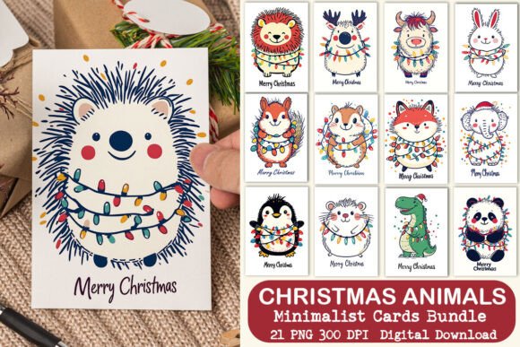 Download Minimalist Animal with Lights Xmas Cards - Light Collection