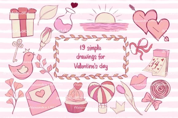 Download Valentine's Day Doodle Illustrations Set - Doodle illustrations Collection