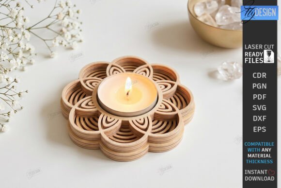 Download Lotus Flower Tealight Candle Holder CNC - Light Collection