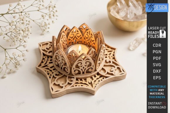 Download Lotus Tealight Candle Holder Laser Cut - Light Collection