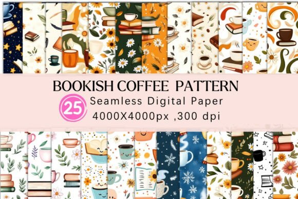 Download Bookish Coffee Digital Paper - Premium Resources