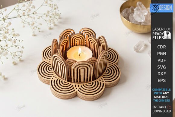 Download Lotus Tealight Candle Holder Laser Cut - Light Collection