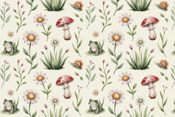 Download Cottagecore Frog Mushroom Pattern - Frog Collection