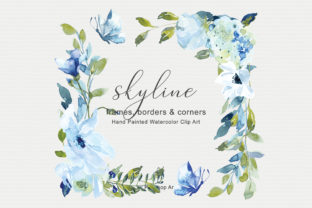Download Light Blue Watercolor Flowers Frame Set - Light Collection