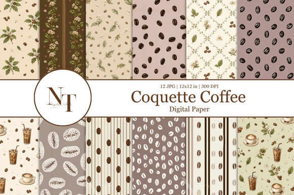 Download Coquette Coffee Digital Paper - Coffee digital paper Collection